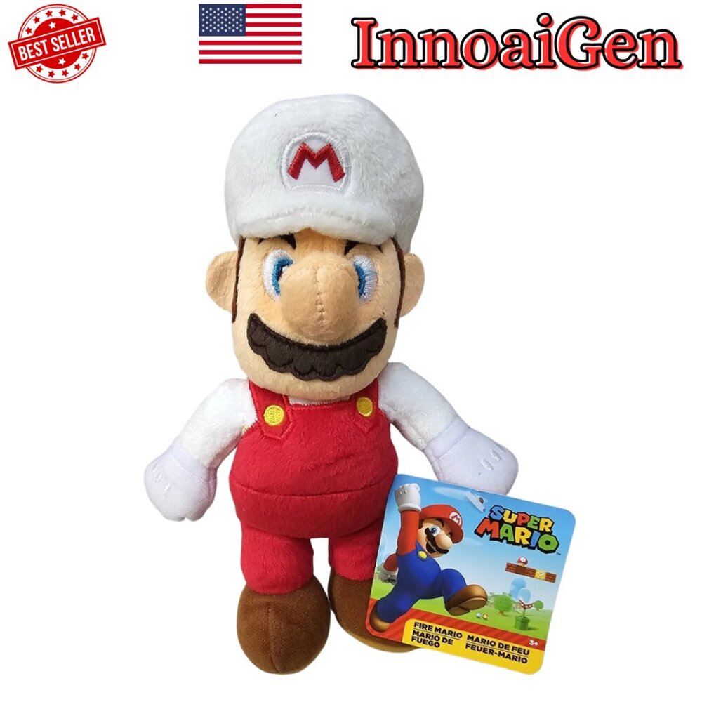 World of Nintendo Fire Mario Plush 9” Collectible Red White Jakks Pacific NWT